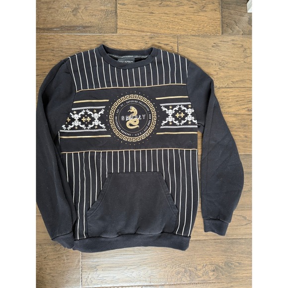 Supply & Demand Other - Supply & Demand NYC Mens Large Black Gold Snake Graphic Pinstripe Sweatshirt